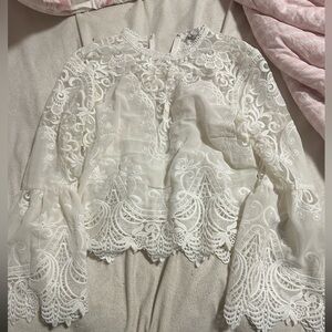 Lucy Paris Ivory Floral Lace Top